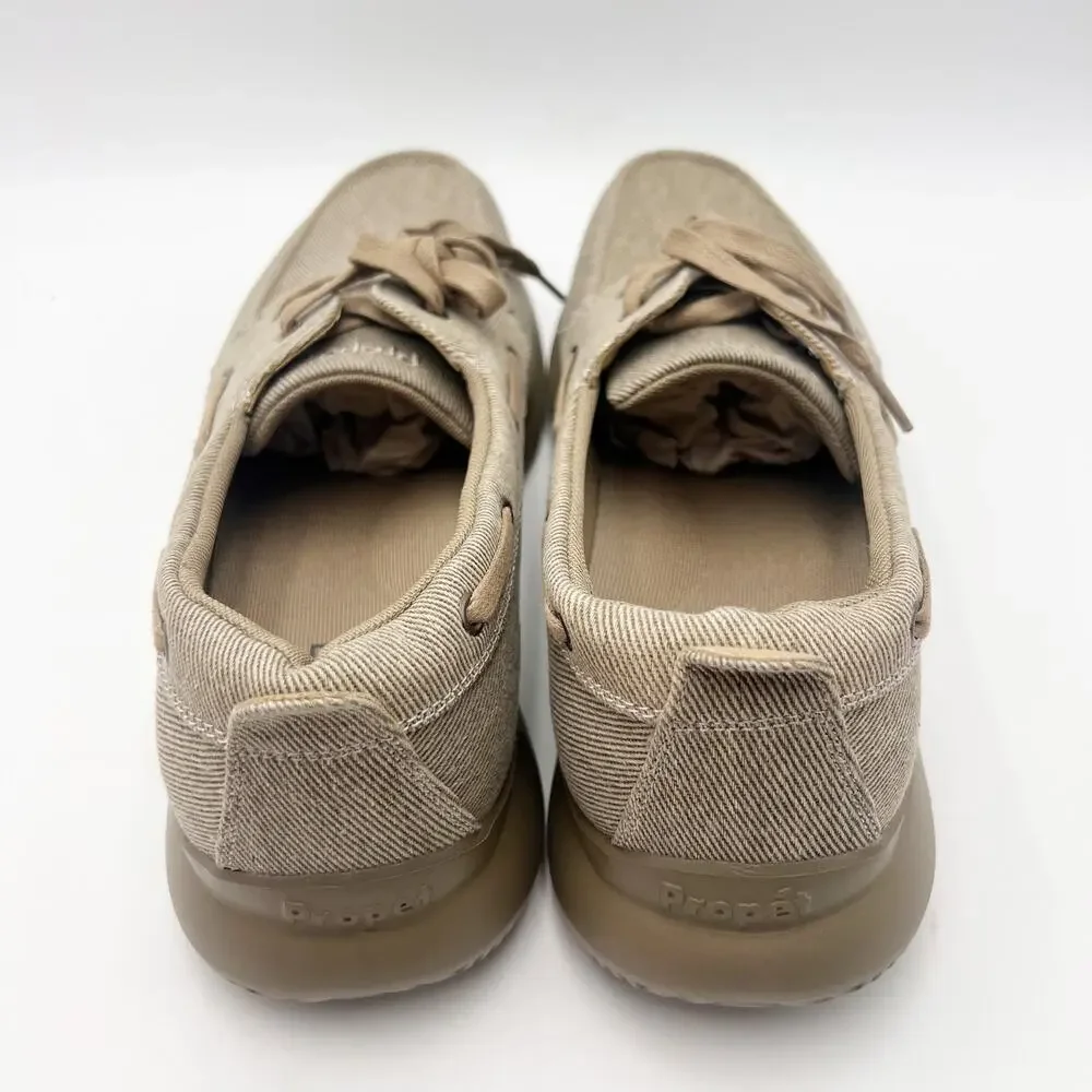 Propet Mens Viasol Lace Slip On Loafers Size 11 Wide EU 45 Tan Canvas NIB